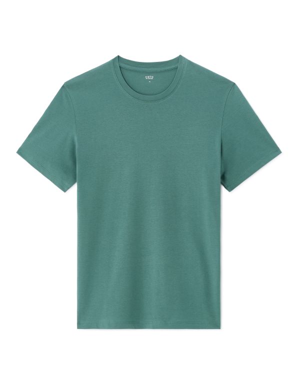 T-shirt regular col rond 100% coton - vert moyen