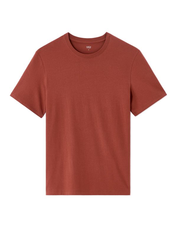 T-shirt regular col rond 100% coton - terracotta