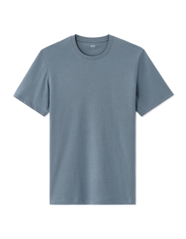 T-shirt regular col rond 100% coton - bleu