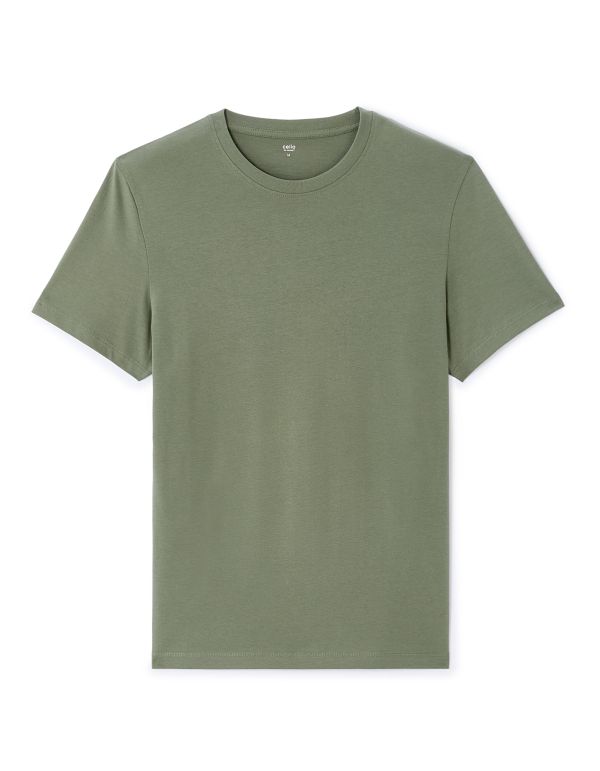 T-Shirt regular col rond 100% coton - vert