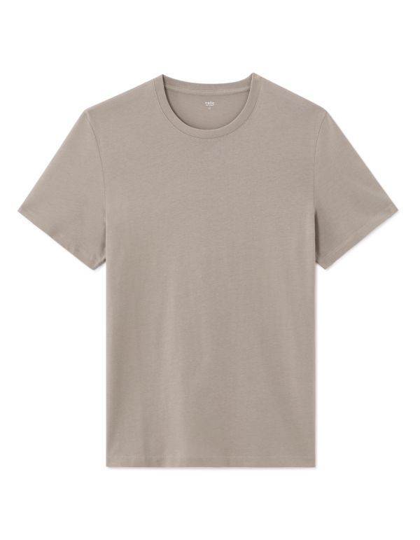 T-shirt regular col rond 100% coton - gris taupe