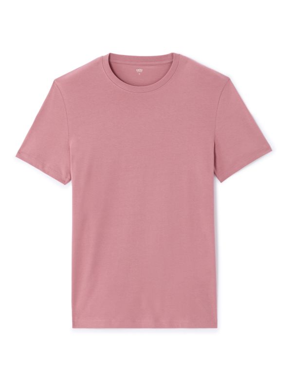 T-Shirt regular col rond 100% coton - bois de rose