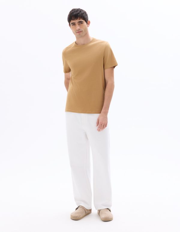 T-shirt regular col rond 100% coton - beige clair