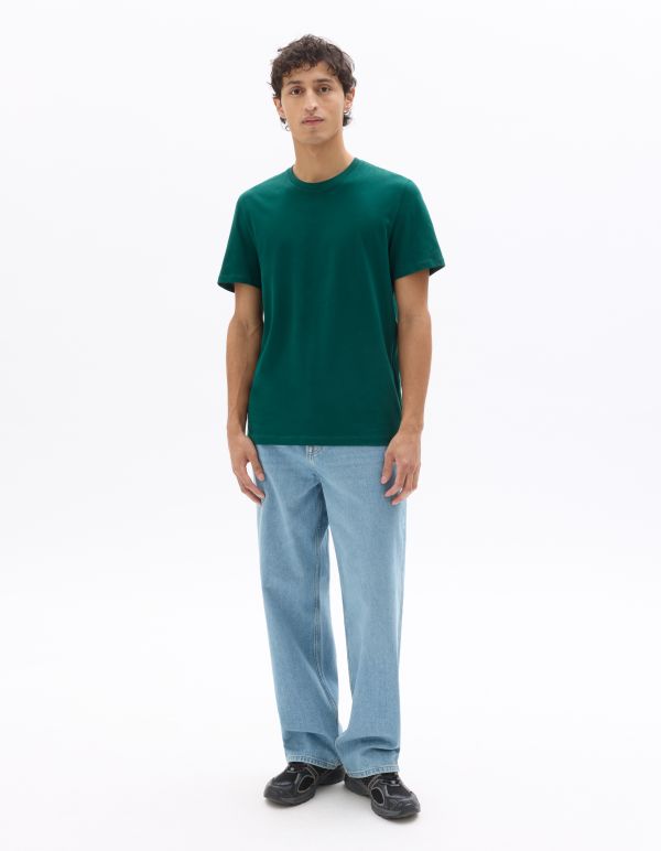 T-shirt regular col rond 100% coton - vert forêt