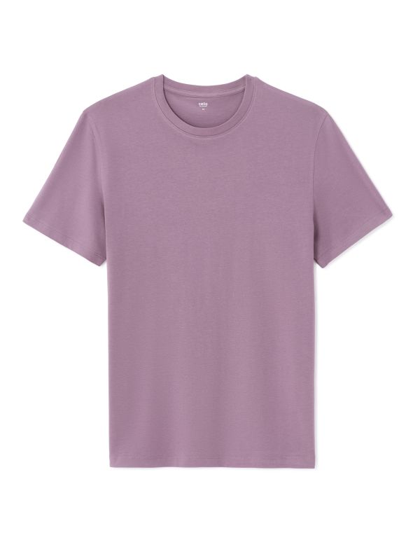 T-shirt regular col rond 100% coton - violet