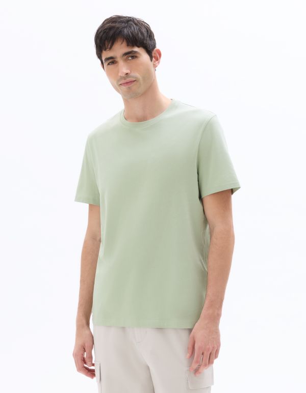 T-shirt regular col rond 100% coton - vert clair