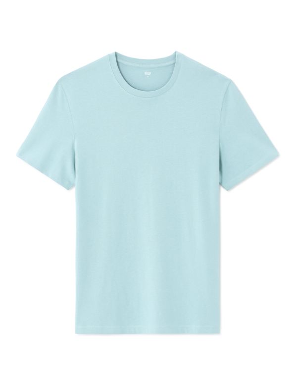 T-shirt regular col rond 100% coton - bleu porcelaine