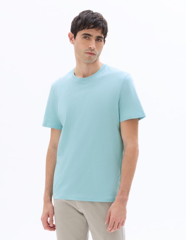 T-shirt regular col rond 100% coton - bleu porcelaine