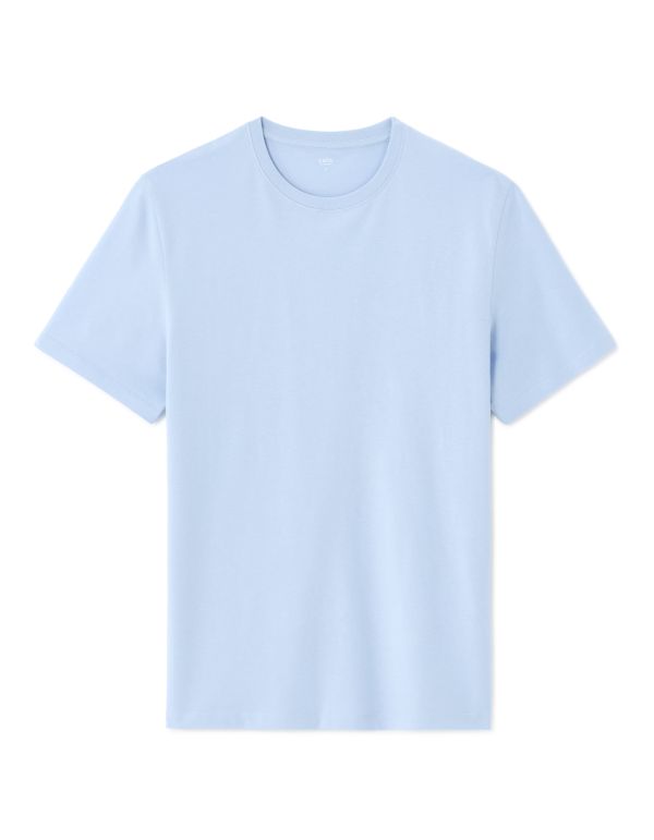 T-shirt regular col rond 100% coton - bleu