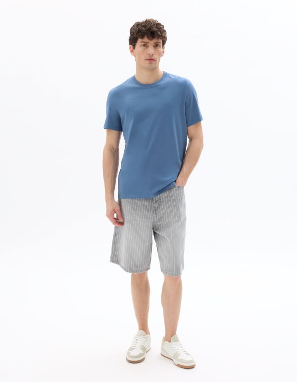 T.01 T-shirt regular col rond 100% coton - bleu