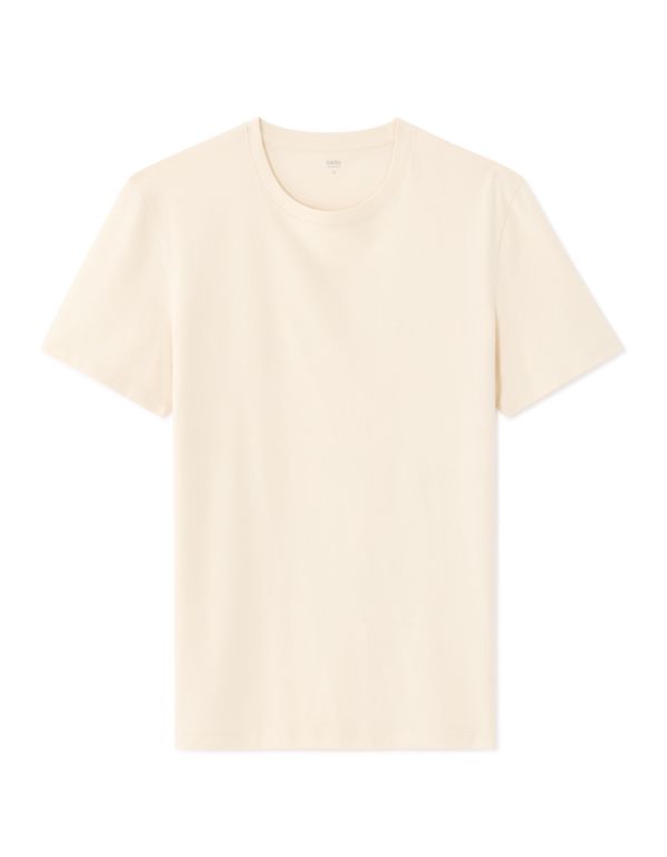 T-shirt regular col rond 100% coton - écru