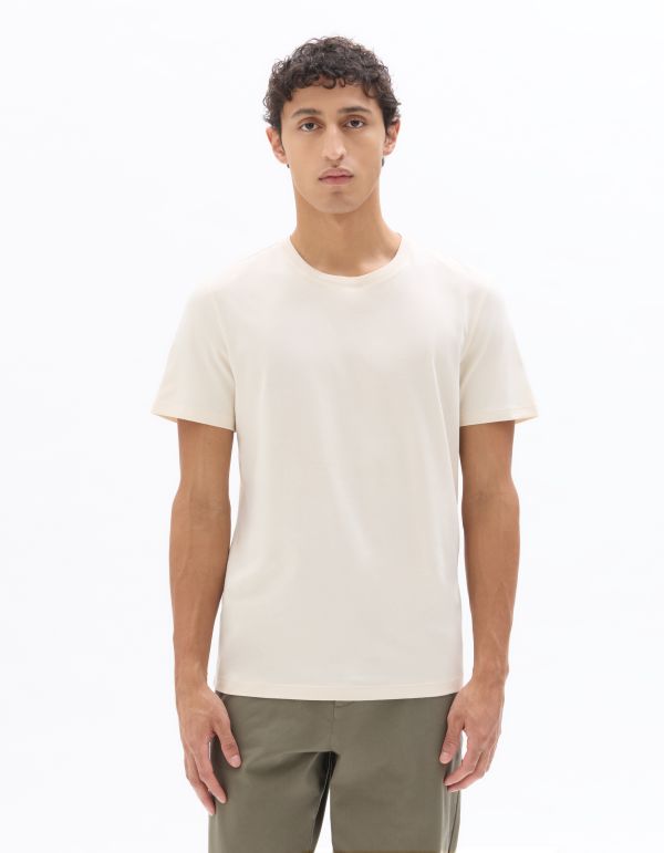 T-shirt regular col rond 100% coton - écru