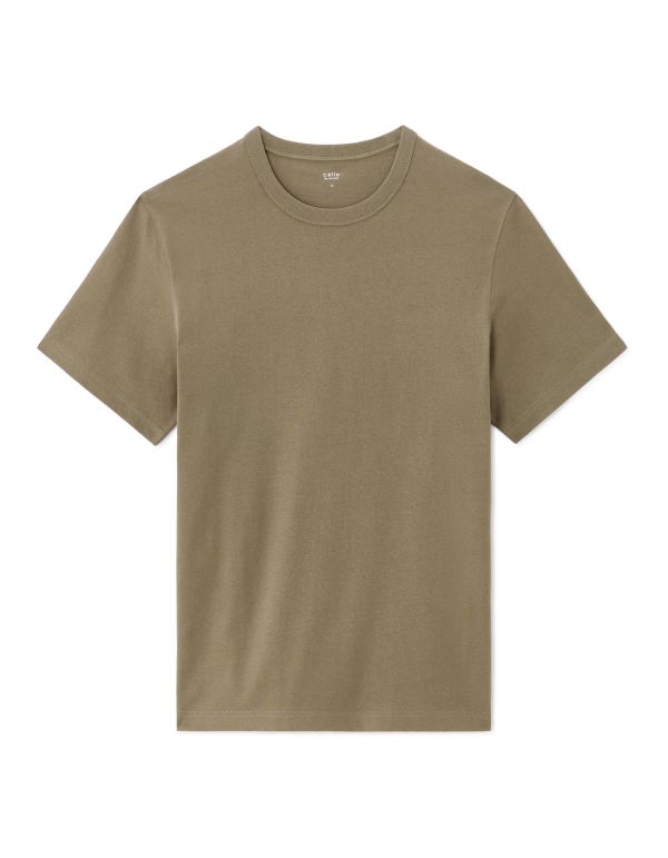 T-shirt boxy col rond 100% coton - marron