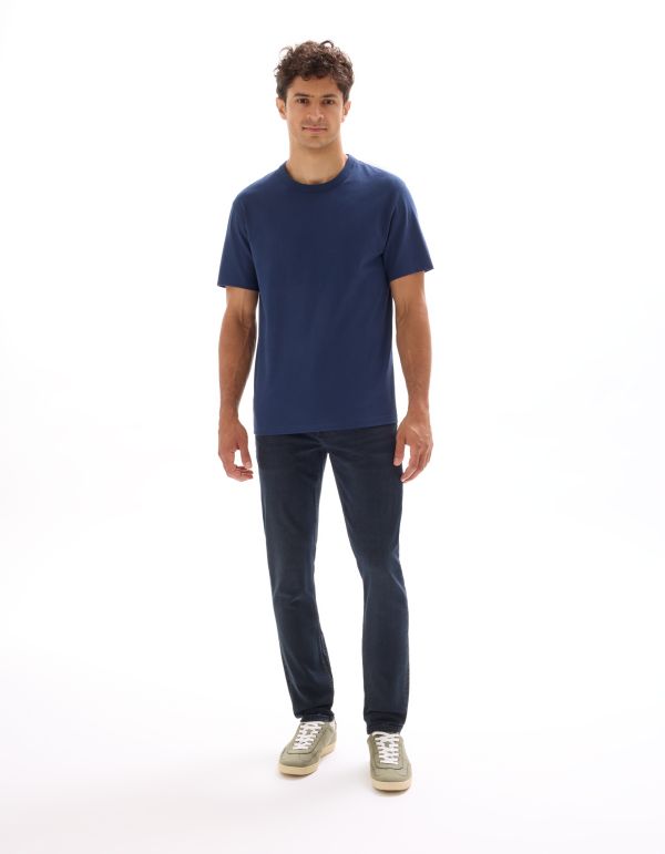 T-shirt boxy col rond 100% coton - bleu