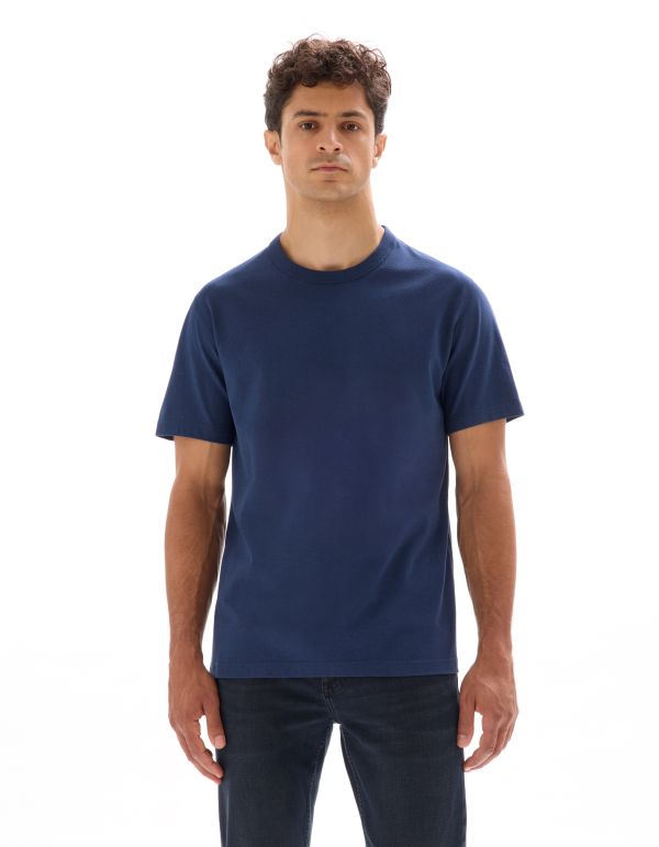 T-shirt boxy col rond 100% coton - bleu