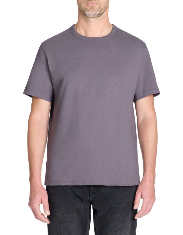 T-shirt boxy col rond 100% coton - gris