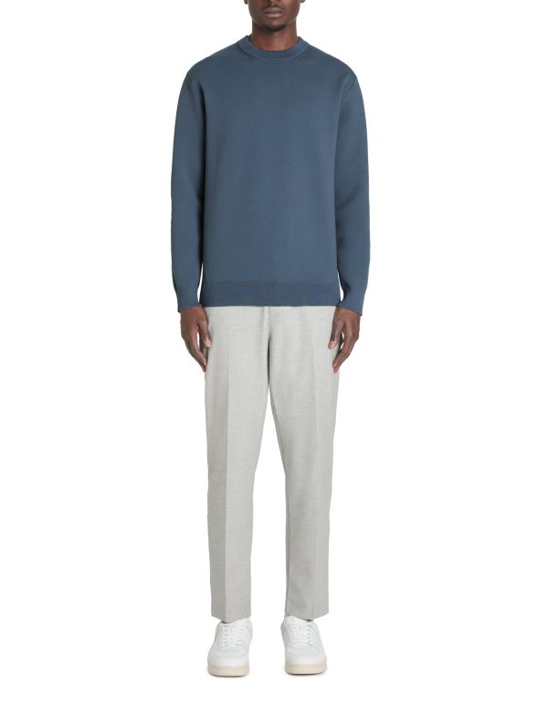 Pull col rond coton mélangé - marine