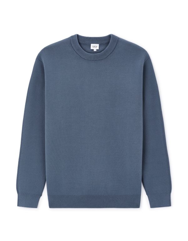 Pull col rond coton mélangé - marine