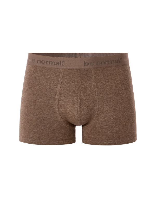 Boxer en coton stretch uni - marron