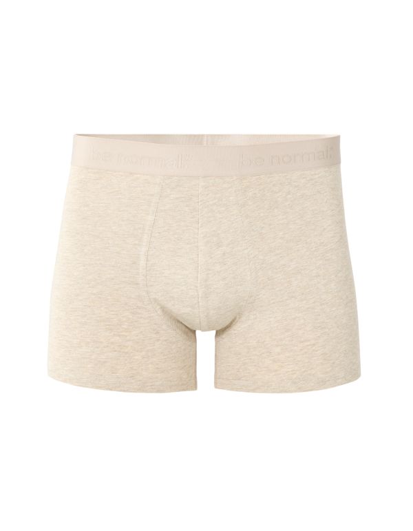 Boxer en coton stretch uni - beige chiné