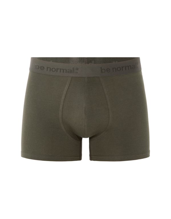 Boxer en coton stretch uni - vert kaki foncé