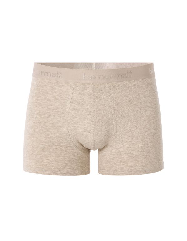 Boxer en coton stretch uni - beige chiné
