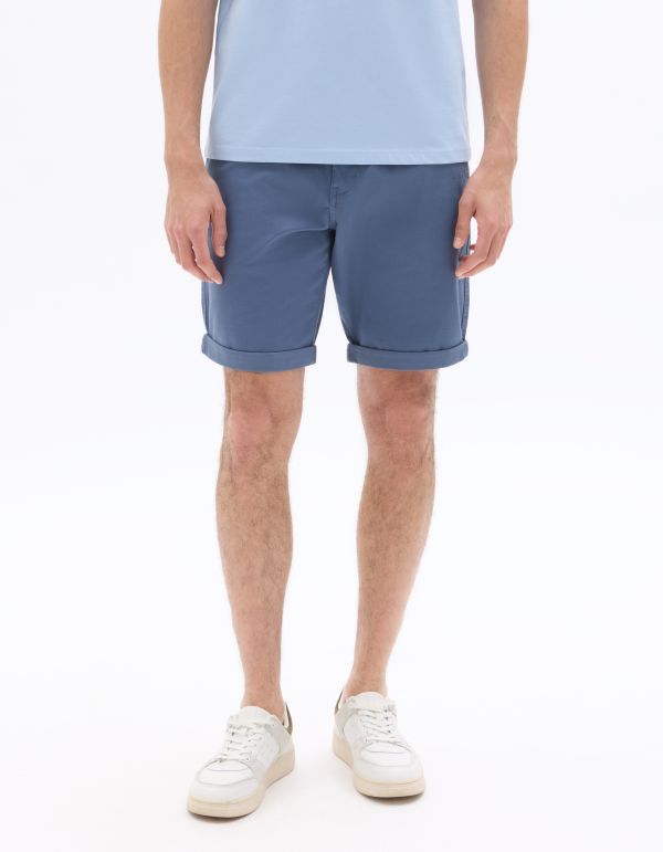 Bermuda chino en coton stretch - bleu moyen