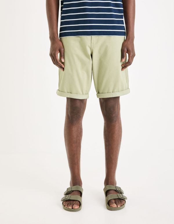 Bermuda chino uni coton stretch - vert clair