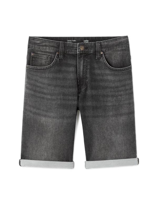 Bermuda straight en jean - noir délavé