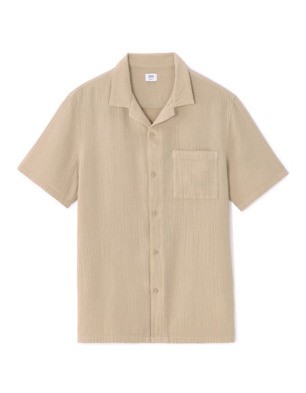 Chemisette regular 100% gaze de coton - taupe