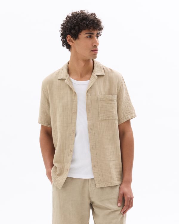 Chemisette regular 100% gaze de coton - taupe
