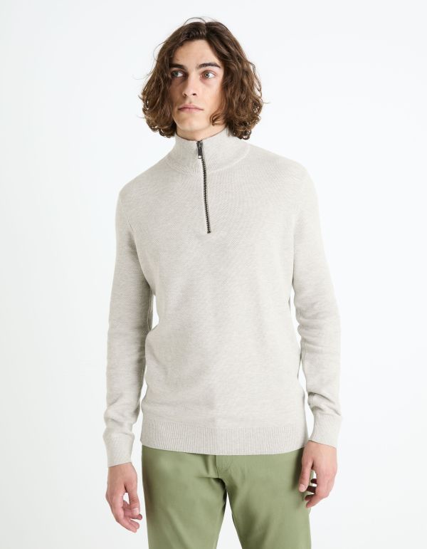 Pull col camionneur 100% coton - gris chine