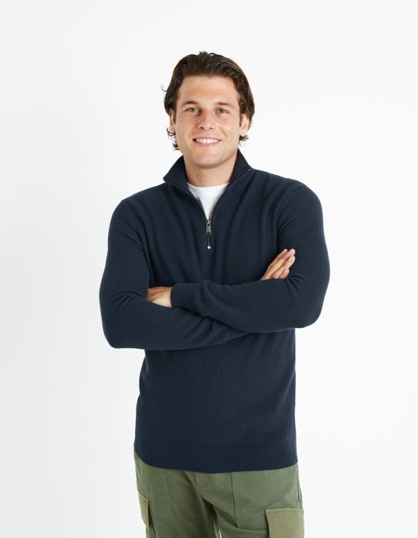 Pull col camionneur 100% coton - marine