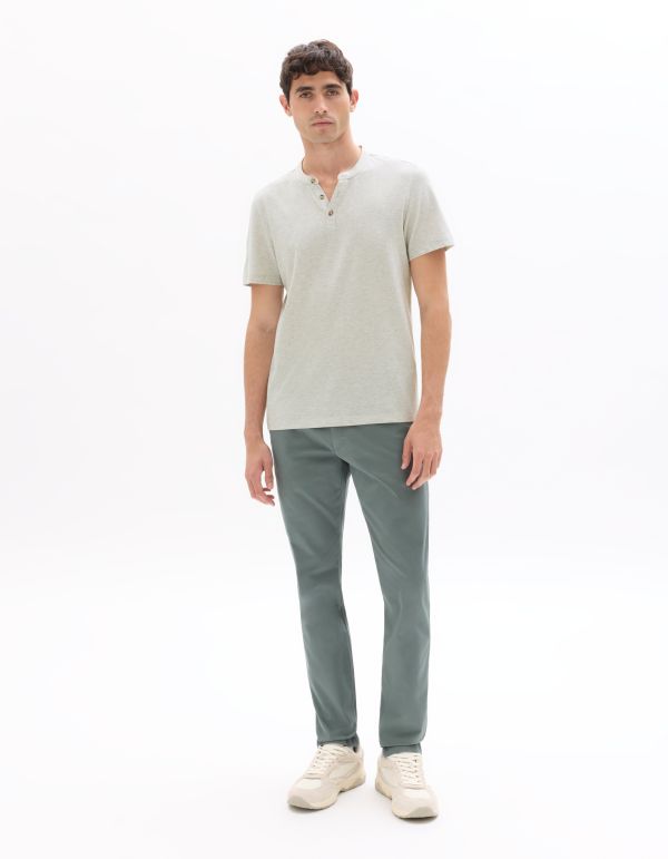 T-shirt regular col tunisien coton mélangé - gris clair