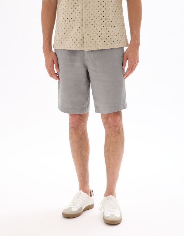 Bermuda 100% lin - gris