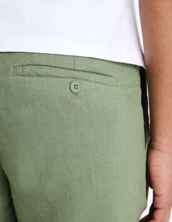 Bermuda 100% lin - olive