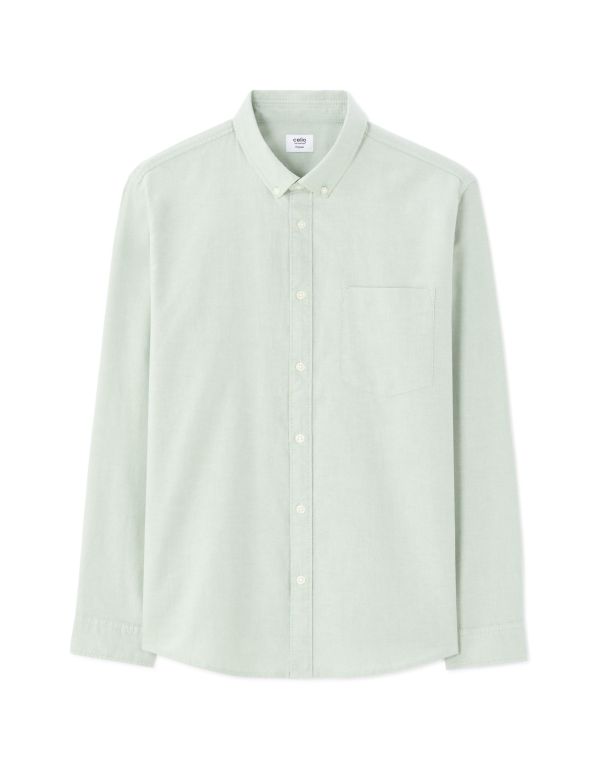 Chemise regular 100% coton oxford - sauge