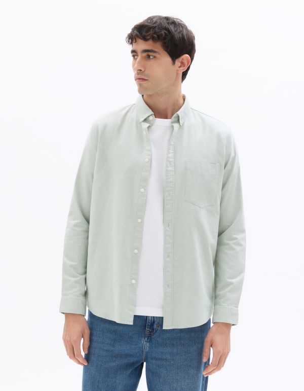 Chemise regular 100% coton oxford - sauge