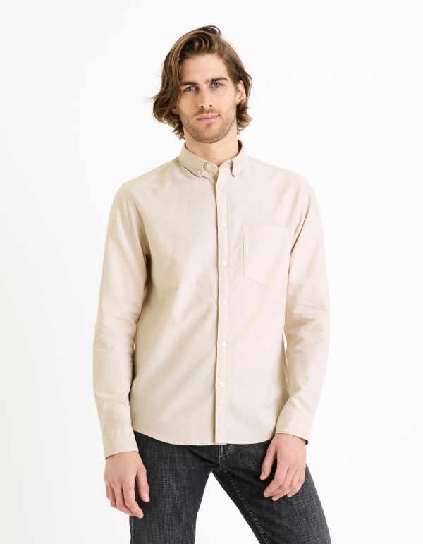 Chemise regular 100% coton oxford - beige