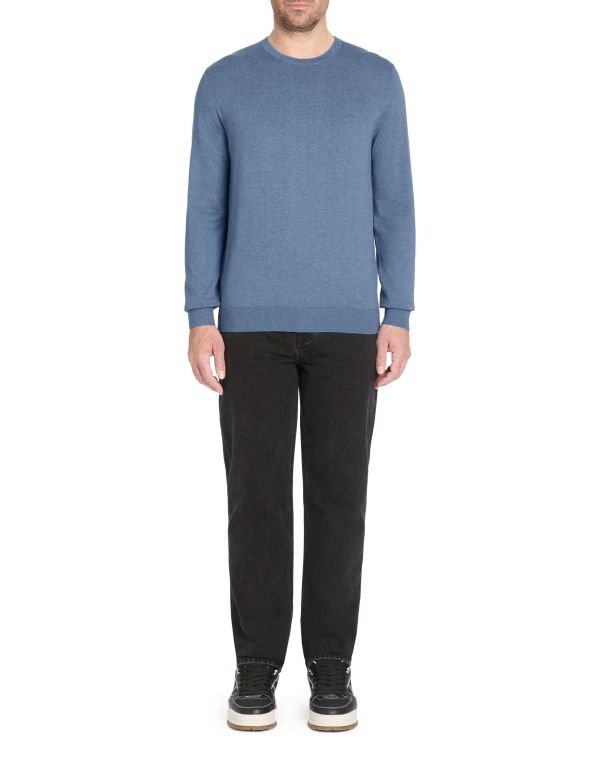 Pull col rond 100% coton - bleu