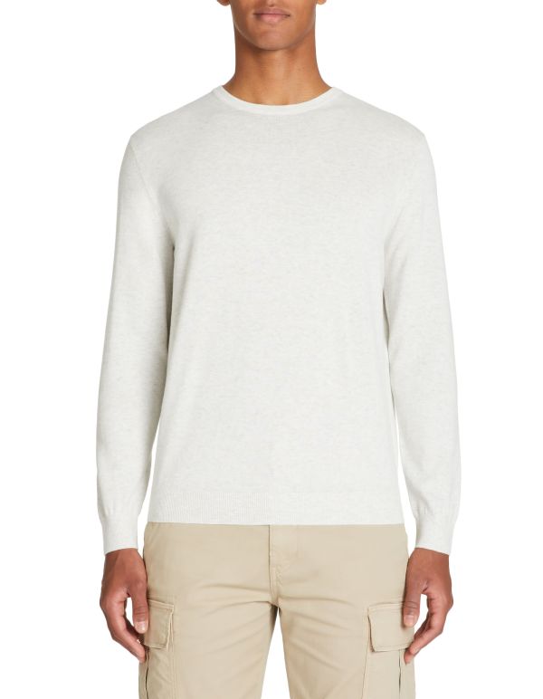 Pull col rond 100% coton - blanc