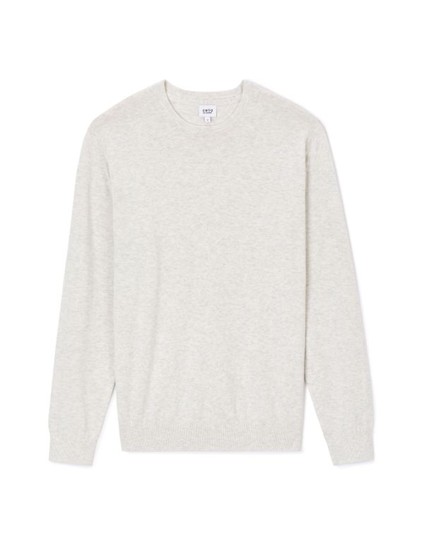 Pull col rond 100% coton - blanc