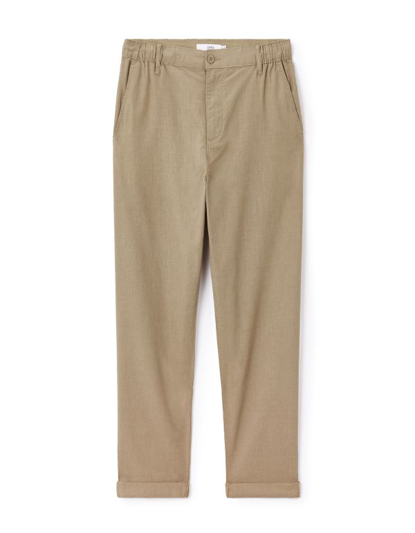 Pantalon straight 100% coton - taupe