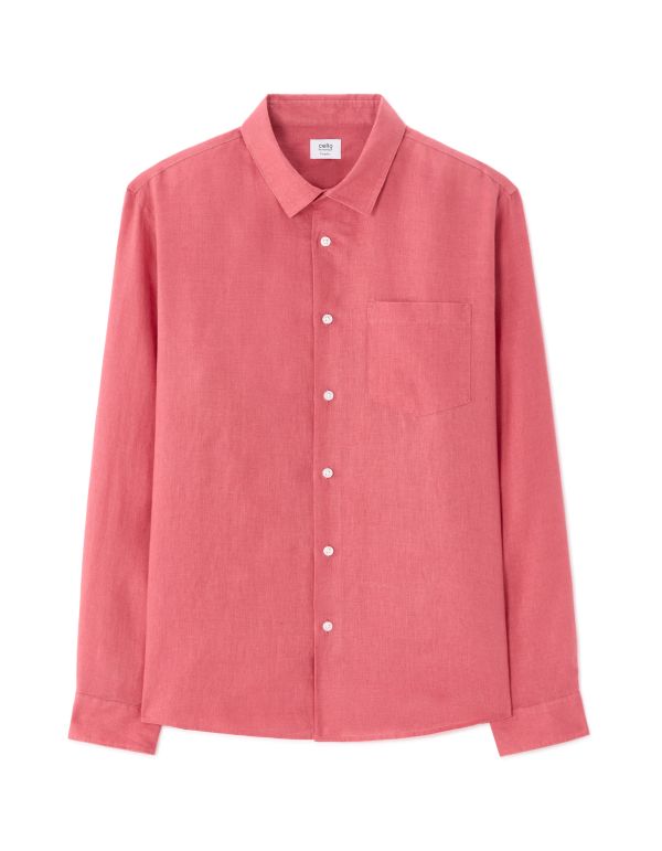 Chemise regular 100% lin - rouge