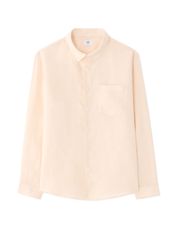S.06 Chemise regular 100% lin - orange clair