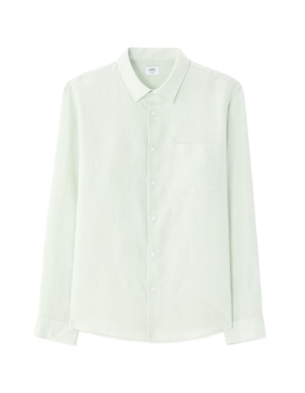 Chemise regular 100% lin - vert clair