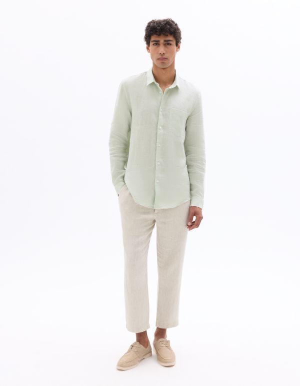 Chemise regular 100% lin - vert clair