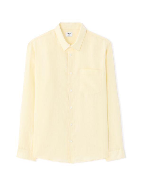 S.06 Chemise regular 100% lin - jaune clair
