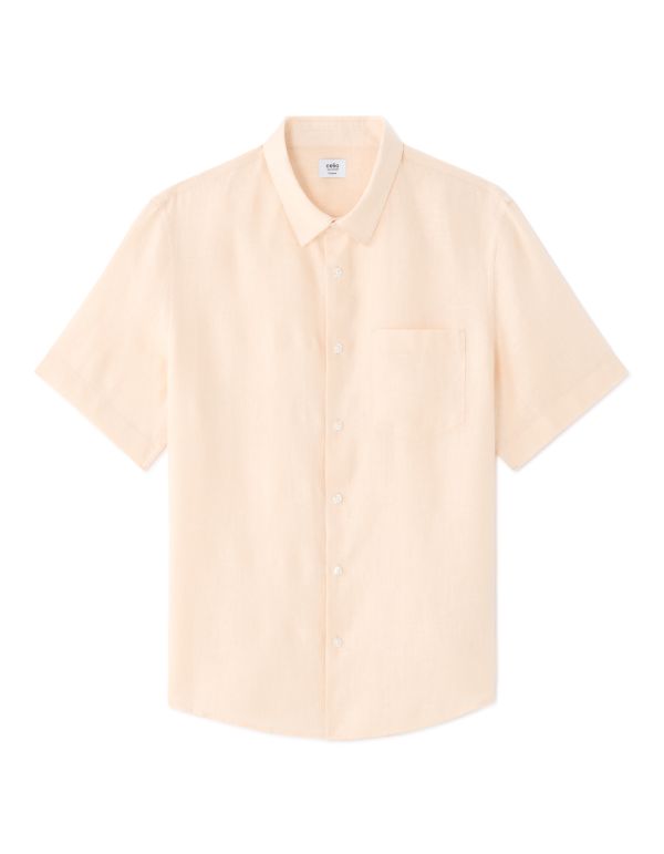 S.07 Chemisette regular 100% lin - orange clair