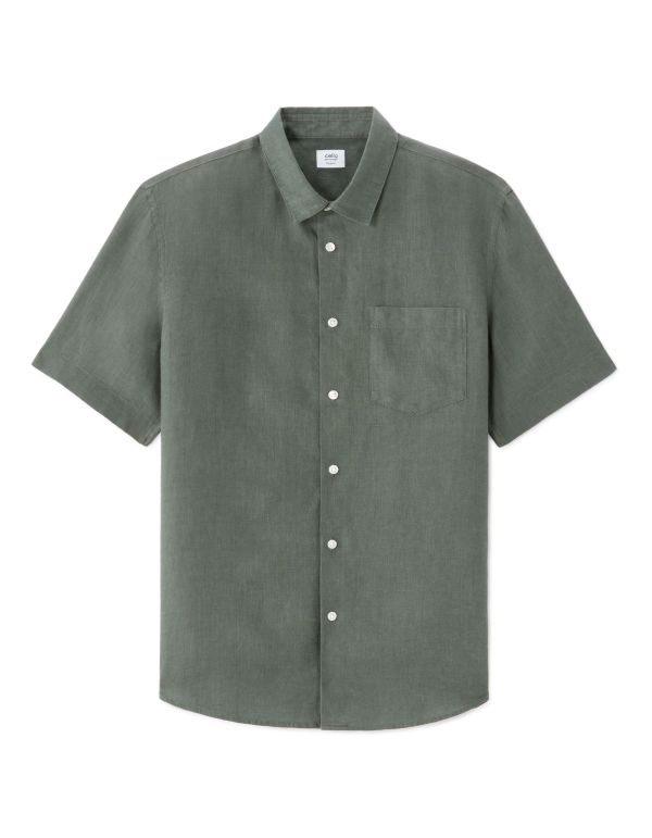 Chemisette regular 100% lin - vert moyen
